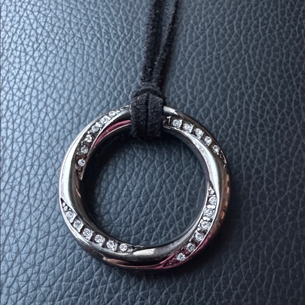 LIA SOPHIA "Infinite" Hematite Circle Crystal Necklace